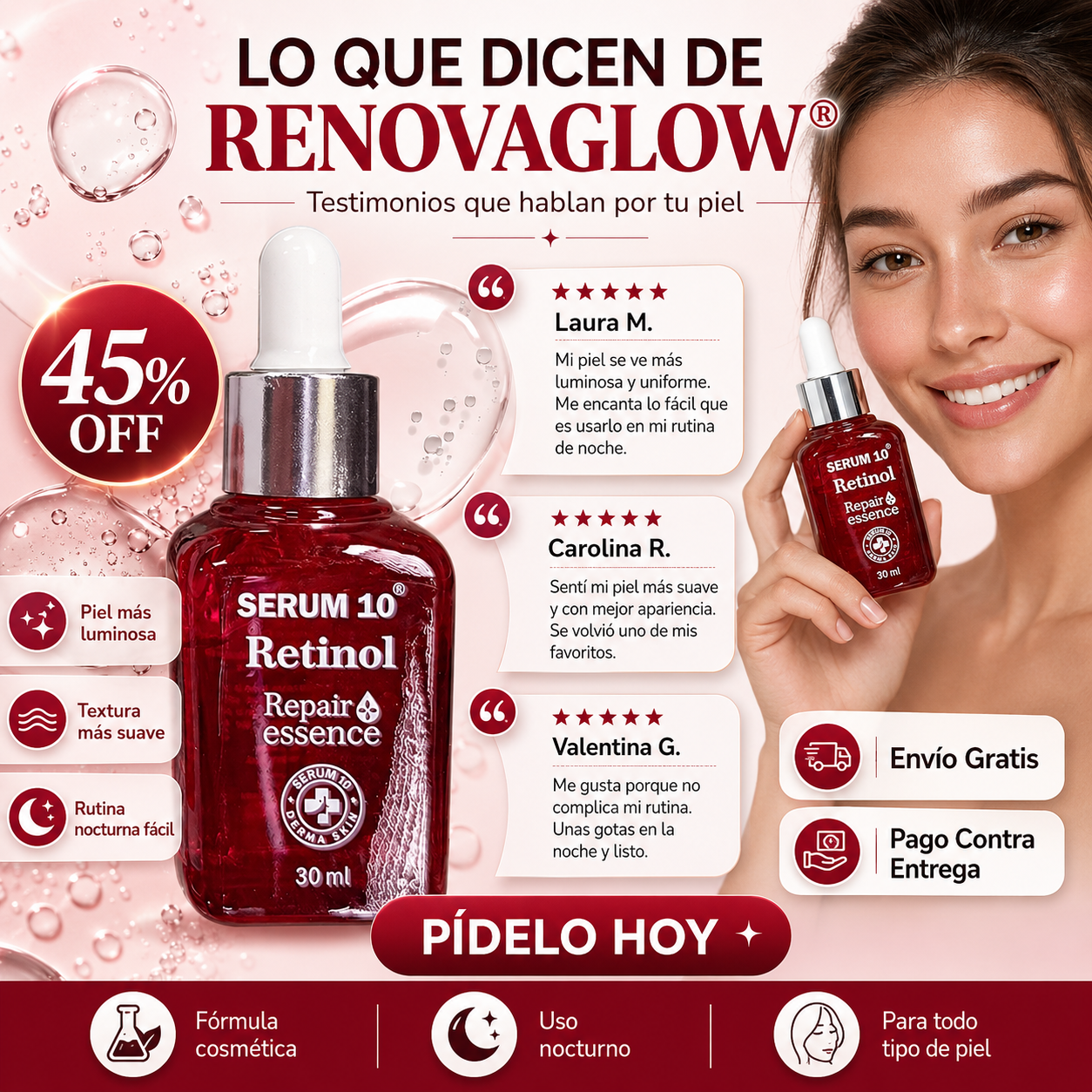 RenovaGlow® – Para líneas finas, textura irregular y rostro apagado